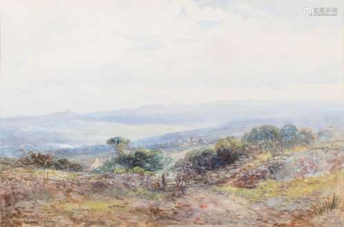 William Widgery [1822-1893]- View to Lydford and the expanse of The Moor,: signed,