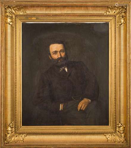 French School 19th Century- Study of a gentlemen seated,:- three-quarter length wearing a jacket,