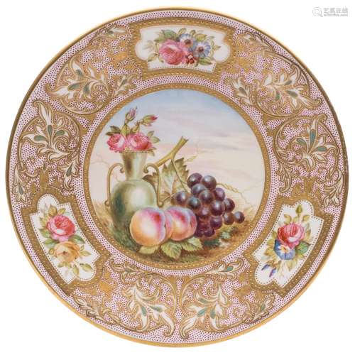 A Derby Crown Porcelain Company plate painted by T.A.