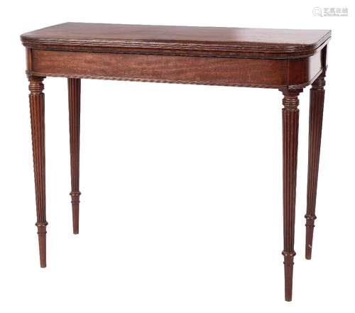 A Regency mahogany rectangular card table in the manner of Gillows:,