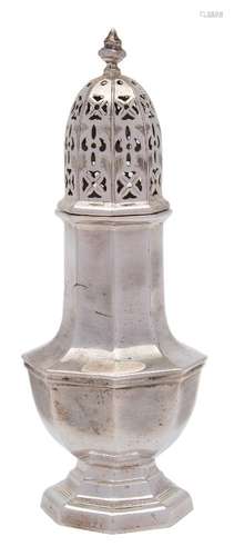 A George V silver sugar caster, maker Goldsmith & Silversmiths Co Ltd, London,