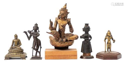 A Tibetan solid bronze figure of a bodhisattva,