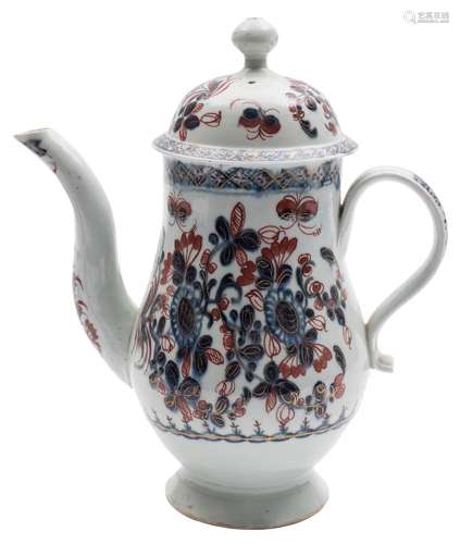 A Seth Pennington Liverpool coffee pot and cover: of baluster form with grooved scroll handle,