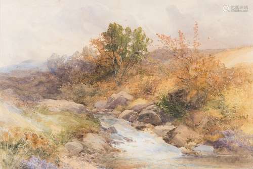 Frederick John Widgery [1861-1942]- Rocky Dartmoor stream,:- signed, watercolour, 31.5 x 47.5cm.