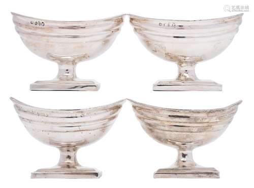 A pair of George III silver pedestal salts, maker Peter, Ann & William Bateman,