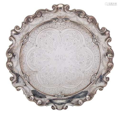 A Victorian silver salver, maker Ackroyd Rhodes, London, 1897: monogrammed,