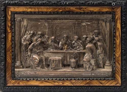 A late 19th century electrotype relief panel of The Last Supper: Christ announcing that he will be