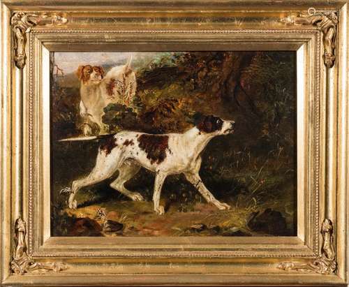 William Widgery [1822-1893]- Sporting Dogs,:- signed, oil on canvas 32 x 42cm.