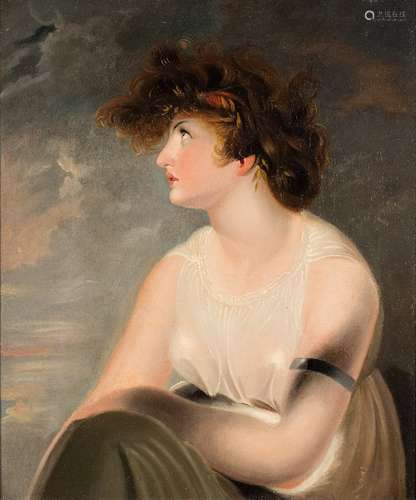 After Richard Westall, 19th Century- The Artist's Wife as Sappho,:- oil on canvas,