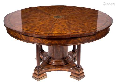 A mahogany 'Jupes Patent' circular extending dining table in the Regency taste:,