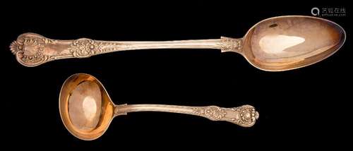 A Victorian silver gilt Kings pattern basting spoon, maker George Adams, London, 1845: 31cm.