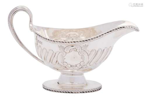 A Victorian silver pedestal sauce boat, maker John Round & Son Ltd, Sheffield,