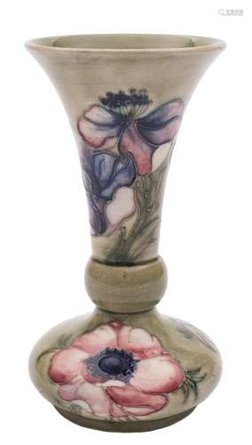 A Moorcroft pottery vase: of Gu form,