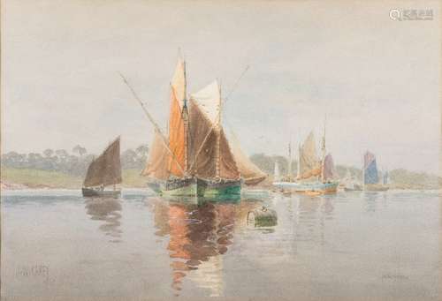 Joseph William Carey [1859-1937]- 'Fishing boats at Concarneau',:- signed, inscribed and dated 1930,