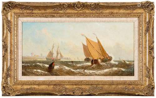 William Callcott Knell [1830-1880]- A Summers Morning; Dutch Fishing Boats off Flushing,:- two,