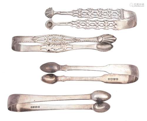 A pair of George IV silver sugar tongs, maker James Beebe, London, 1828: initialled,