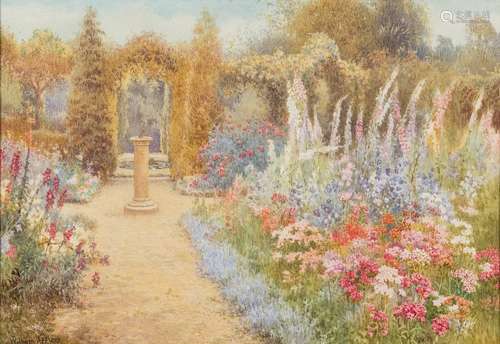 William Affleck [1869-1909]- A garden in full bloom,