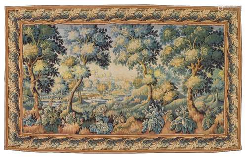 A Point Genre Gobelins hanging wall tapestry in the 17th Century style: depicting an extensive