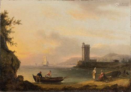 Attributed to Thomas Luny [1759-1837]- A Mediterranean coastal landscape,