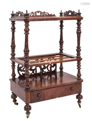 A Victorian walnut Canterbury/whatnot:,