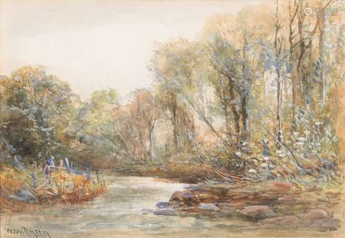 William Widgery [1822-1893]- On The Lyd,:- signed watercolour, 30 X 40cm.