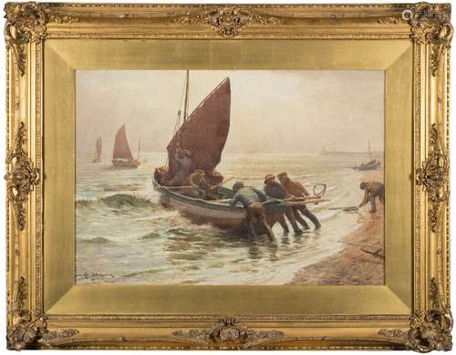 William Kay Blacklock [1872-1924]- Fishermen launching,