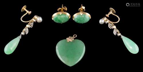 A pair of early 20th century jade,