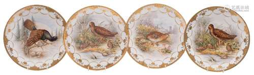 A set of twelve Limoges porcelain 'game bird' plates,