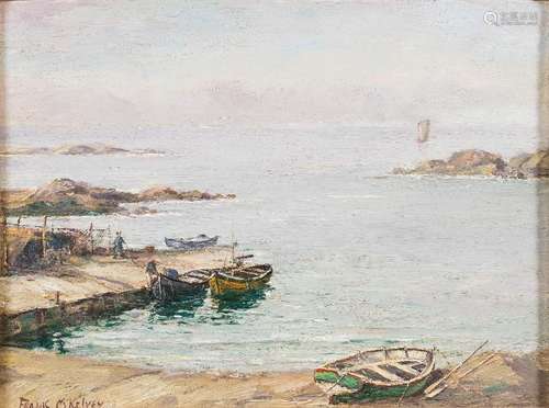 * Frank McKelvey [1895-1974]- Coastal quayside, possibly West coast of Ireland,