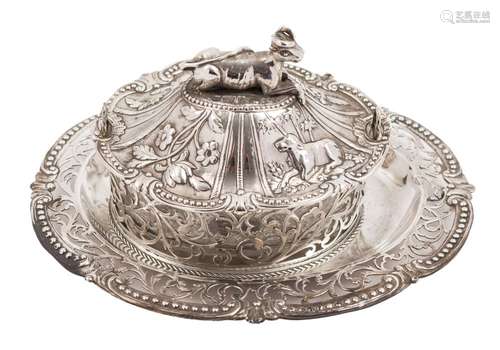 A George III silver butter dish, cover and associated stand, maker Robert Hennell I, London,