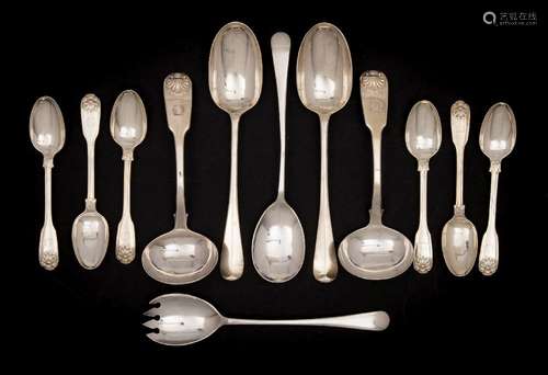 A collection of silver flatwares,