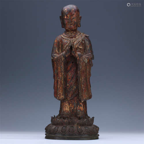 CHINESE GILT BRONZE STANDING BUDDHA