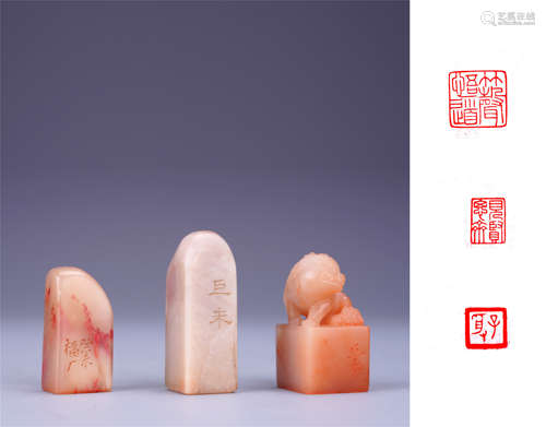 THREE CHINESE SOAPSTONE SEALS