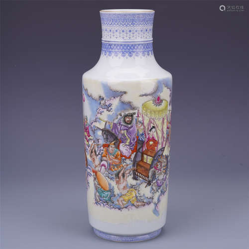 CHINESE PORCELAIN FAMILLE ROSE FIGURES VASE