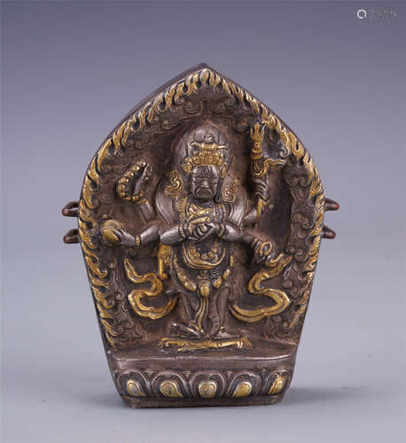 TIBETAN GOLD INLAID BRONZE BUDDHA