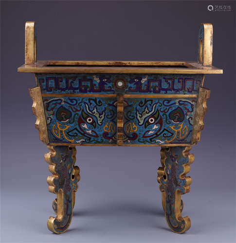 CHINESE CLOISONNE FOUR FEET SQUARE CENSER