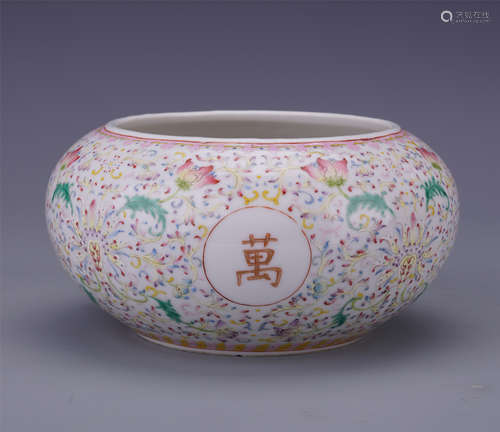 CHINESE PORCELAIN FAMILLE ROSE FLOWER WATER JAR