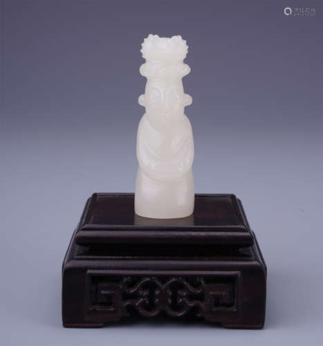 CHINESE WHITE JADE STANDING FIGURE