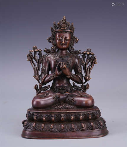 CHINESE BRONZE SEATED GUDDHA