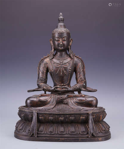 CHINESE BRONZE SEATED SAYKAMUNI MING DYNASTY