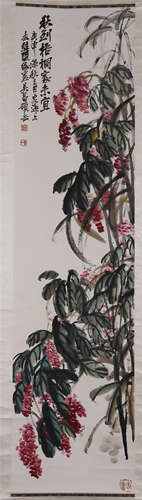 CHINESE SCROLL PAINTING OF FLOWER