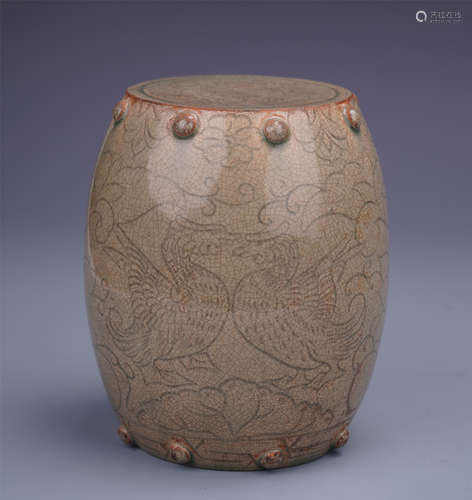 CHINESE PORCELAIN CELADON GLAZE PHOENIX DRUM