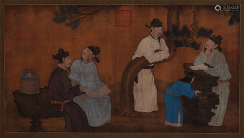 CHINESE SCROLL PAINTING OF FIGURES