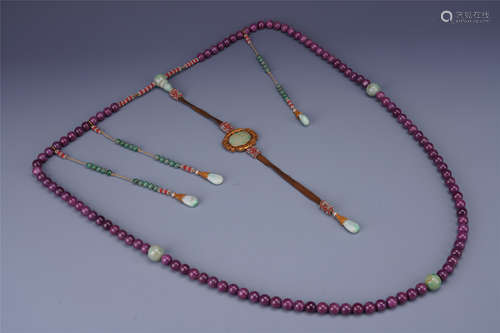 CHINESE RUBY BEAD CHAOZHU COURT NECKLACE