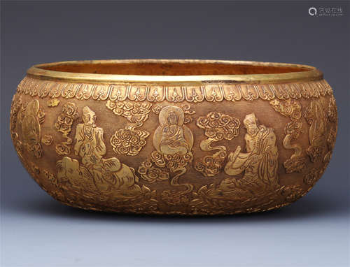 CHINESE GILT SILVER BUDDHA BOWL