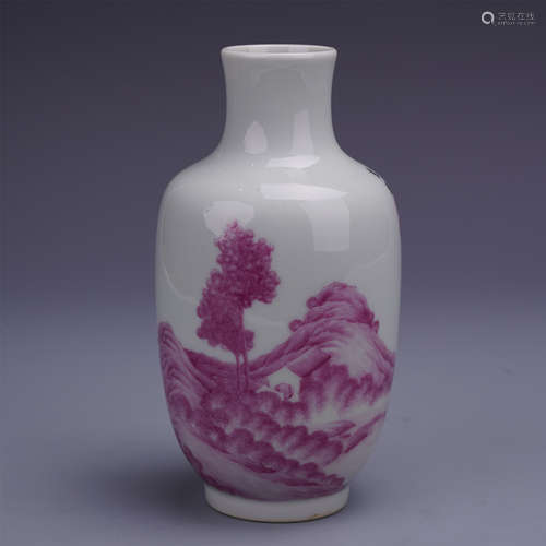 CHINESE PORCELAIN WHITE GLAZE RED PAINTED VASE