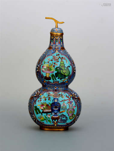 CHINESE CLOISONNE DOUBLE GOURD VASE