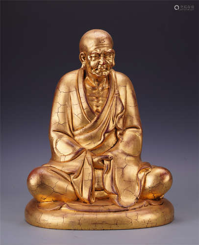 CHINESE GOLD LACQUER SEATED LOHAN