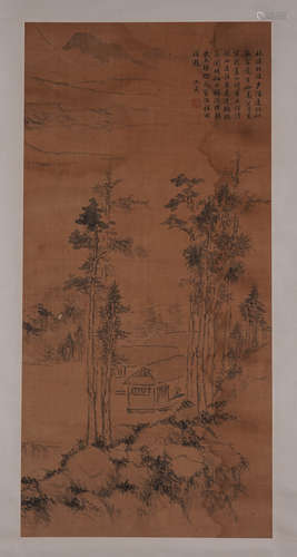 CHINESE SCROLL PAINTING OF LANDSCAPE