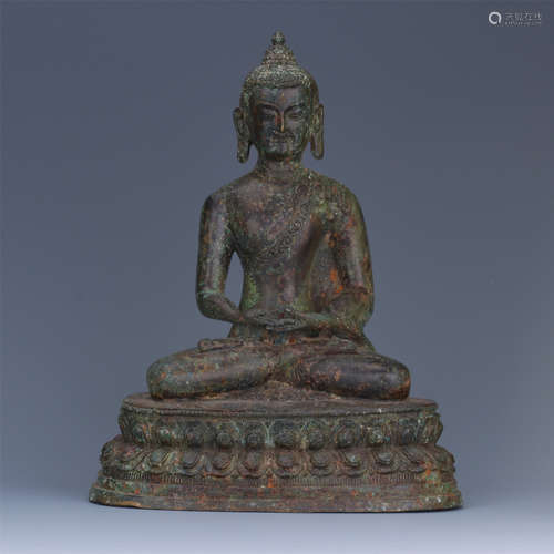 CHINESE BRONZE SEATED SAYKAMUNI MING DYNASTY